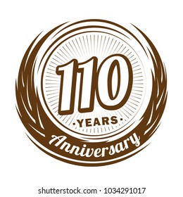 110 years anniversary. Anniversary logo design. 110 years logo.