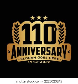 110 years anniversary logo design template. 110th anniversary celebration logotype. Vector and illustration.