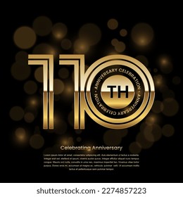 110 years anniversary logo design with gold color and double line style. Logo Vector Template