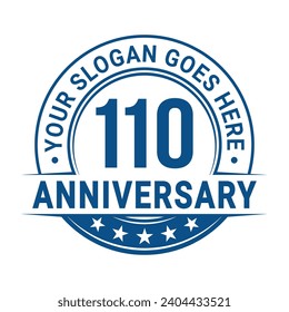 110 years anniversary logo design template. 110th anniversary celebrating logotype. Vector and illustration.