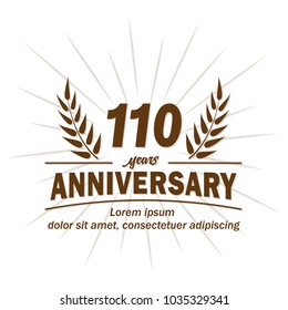 110 years anniversary logo. Vector and illustration.