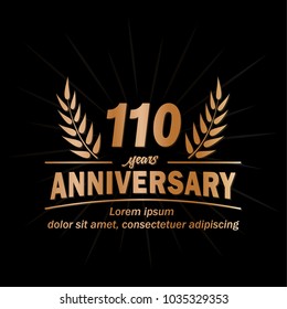 110 years anniversary logo. Vector and illustration.