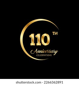 110 years anniversary. Anniversary template design concept with golden number , design for event, invitation card, greeting card, banner, poster, flyer, book cover and print. Vector Eps10