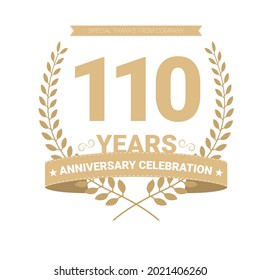 110 years anniversary vector icon, logo. Graphic design element with number and text composition for 110th anniversary.