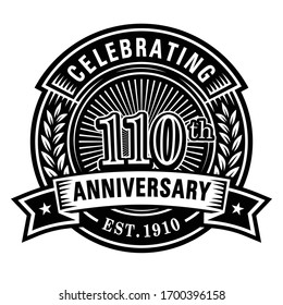 110 years of celebrations design template. 110th logo. Vector and illustrations.