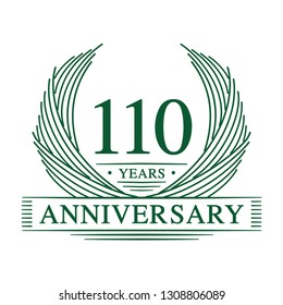 Plantilla de diseño de 110 años. 110º aniversario. Vector e ilustración.