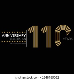 110 years old celebrating logo. happy anniversary 110th. Greetings celebrates.