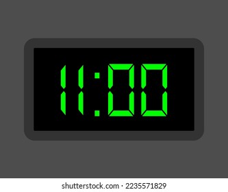 11:00 hours digital clock. Alarm clock design for schedule. Timer icon with digital numbers for appointments and business