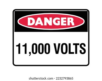 11,000 Volts - Danger Signs - Electricity, Electric Shock, High Voltage Wires, Sparking, Protection Signs.