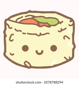 1103 uramaki roll cartoon food vector