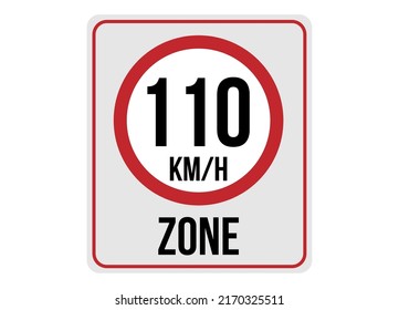 110km h speed limit zone. Vector illustration.