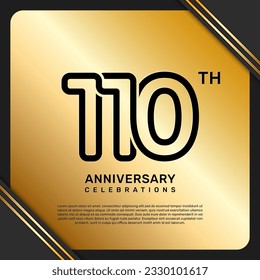 110th anniversary celebration template design with simple and luxury style in golden color, vector template