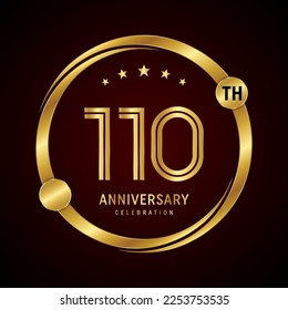 110th anniversary logo design concept with golden ring. Logo Vector Template