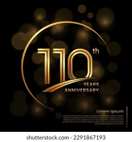 110th Anniversary logo design with double line numbers. Golden anniversary template. Vector Logo Template