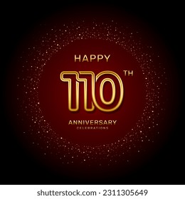 110th  anniversary logo design with a double line concept in gold color, logo vector template illustration