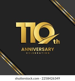 110th anniversary logo design with golden color for anniversary celebration event. Logo Vector Template Illustration