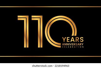 110th Anniversary logotype. Anniversary Celebration template design with gold color for celebration event, invitation, greeting card, flyer, banner, web template, double line logo, vector illustration