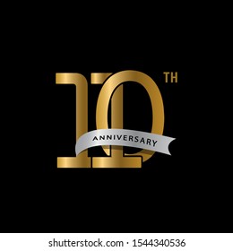 110th anniversary logotype with ribbon. Golden anniversary celebration emblem design for booklet, leaflet, magazine, brochure poster, web, invitation or greeting card. Vector illustration. - Vector