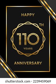 110th Anniversary. Anniversary Template Design With Golden Text, Vector Template Illustration