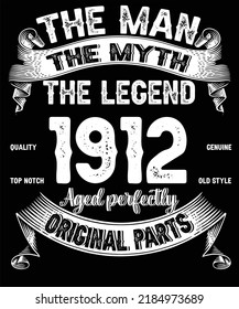 110th Birthday Vintage Legends Born In 1912 110 Years Old Retro Birthday Ideas