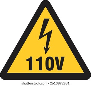 110V Voltage Warning, high voltage , lightning bolt, electrical hazard