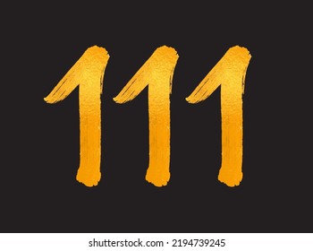 111 Number logo vector illustration, 111 Years Anniversary Celebration Vector Template,  111th birthday, Gold Lettering Numbers brush drawing hand drawn sketch, number logo design for print, t shirt