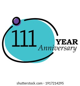 111 Year Anniversary Vector Template Design Illustration Blue Circle White Background