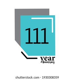 111 Year Anniversary Vector Template Design Illustration Blue Box Elegant White Background