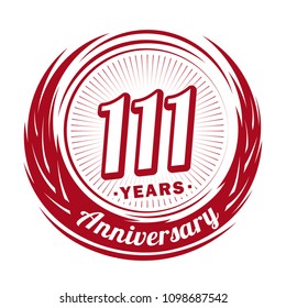 111 years anniversary. Anniversary logo design. 111 years logo.