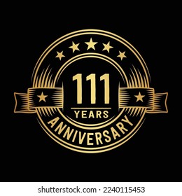 111 years logo design template. 111th anniversary vector and illustration.