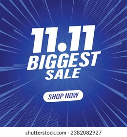 11.11 Biggest Sale Vector Banner Design. Biggest Offer Sale Banner Design for Social Media and Website Post Template in Blue Theme. Editable EPS File. Happy Holidays and Christmas Eve.
