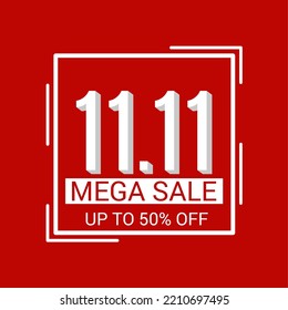 11.11 Day sale flyer and web banner background illustration. Shopping day sale