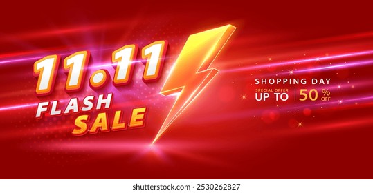 11.11 Descuento flash de fondo de la venta. Ilustración vectorial para el día de compras, compras en línea, Cupón de oferta especial, vale, Plantilla de Anuncio, Sitios web, publicidad en redes sociales.