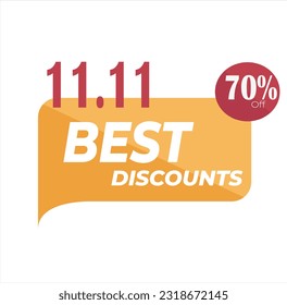 11.11 event best discount 70 percent editable text style effect themed sales promotion