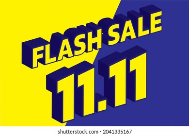 11.11 flash sale 3d text editable style effect template Premium Vector