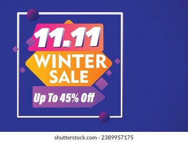 11.11 Flash Sale banner background for ecommerce business retail promotion vector illustration. Use for social media and website. Discount up to 45% Off. Sale campaign or promotion.