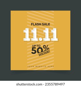 11.11 Flash Sale Poster Design up To 50% in Yellow Template Design