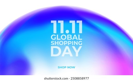 11.11 Dia Mundial das Compras. China Singles Dia Venda Evento de promoção de fundo. Bolha turva vibrante. Gradientes de cores brilhantes. Ilustração vetorial.