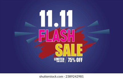 11.11 Mega flash Diseño de banner vector de venta. Oferta especial para publicación en redes web y sociales Ejemplo del vector EPS editable
