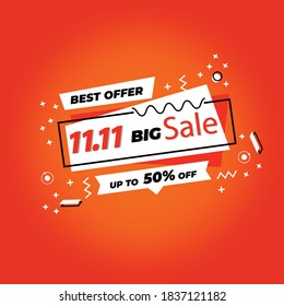 11.11 mega sale, singles day sale flyer, web banner, template. Crazy sales online. singles day  Shopping sale poster or flyer design. double 11 sale banner, flyer, web, etc.
