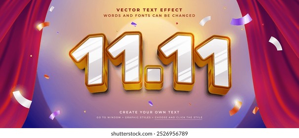 11.11 November sale text effect on abstract background, vector discount promotion graphic style