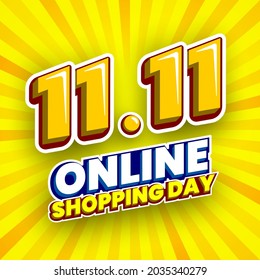 11.11 online shopping day sale banner. Vector illustration.