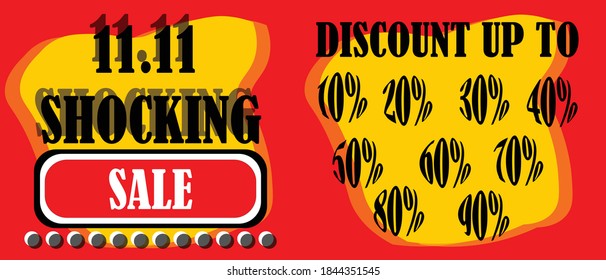 11.11 Online Shopping sale poster or flyer design. Singles day sale banner. Global shopping world day.