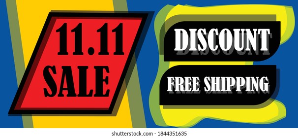 11.11 Online Shopping sale poster or flyer design. Singles day sale banner. Global shopping world day.