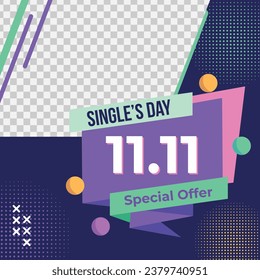 11.11 sale background. single's day sale. 11.11 Shopping festival promotion. Vector illustration Template for Poster, Banner, Flyer, Card, Post, Cover. Singles Day discount concept.