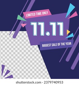 11.11 sale background. single's day sale. 11.11 Shopping festival promotion. Vector illustration Template for Poster, Banner, Flyer, Card, Post, Cover. Singles Day discount concept.