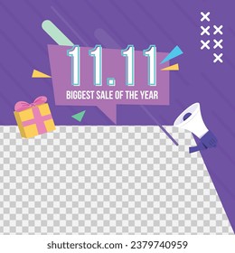 11.11 sale background. single's day sale. 11.11 Shopping festival promotion. Vector illustration Template for Poster, Banner, Flyer, Card, Post, Cover. Singles Day discount concept.