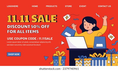 11.11 sale background. single's day sale. 11.11 Shopping festival promotion. Vector illustration Template for Poster, Banner, Flyer, Card, Post, Cover. Singles Day discount concept.