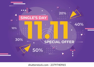 11.11 sale background. single's day sale. 11.11 Shopping festival promotion. Vector illustration Template for Poster, Banner, Flyer, Card, Post, Cover. Singles Day discount concept.