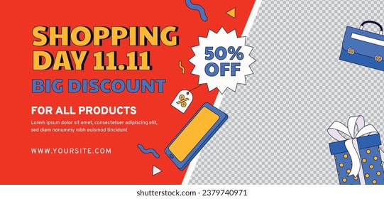 11.11 sale background. single's day sale. 11.11 Shopping festival promotion. Vector illustration Template for Poster, Banner, Flyer, Card, Post, Cover. Singles Day discount concept.